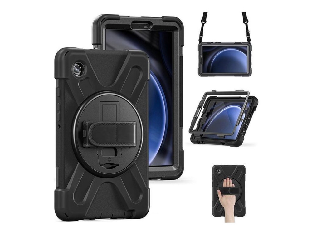 Estuff Chicago - Bagsidecover Til Tablet - Med Skærmbeskytter - Polykarbonat, Silicone - Sort - For Samsung Galaxy A9