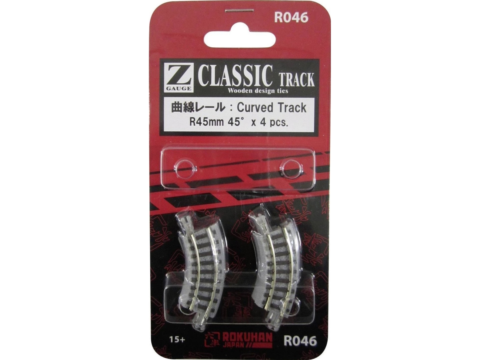 7297046 Z Rokuhan-spår (med ballast) Kurvat spår 45° 45 mm 4 st | Hobby - Modelljärnväg - Skala Z | GameStuff