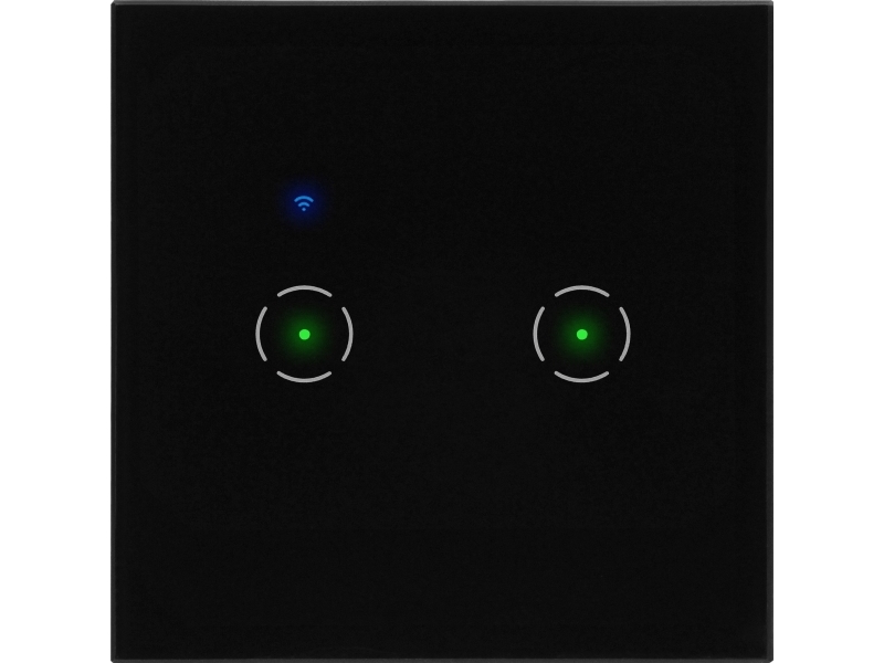 Orno Tuya Smart Home Wi-Fi dubbel infälld strömbrytare, svart | Elektrisk utrustning - Svartavlor | GameStuff