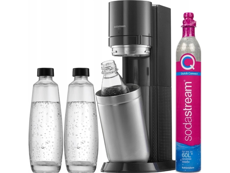 SodaStream DUO, Svart, Rostfritt stål, Glas, 1 l, 60 l, 155 mm, 280 mm | Köksapparater - Juice, is och vatten - Sodastream | GameStuff