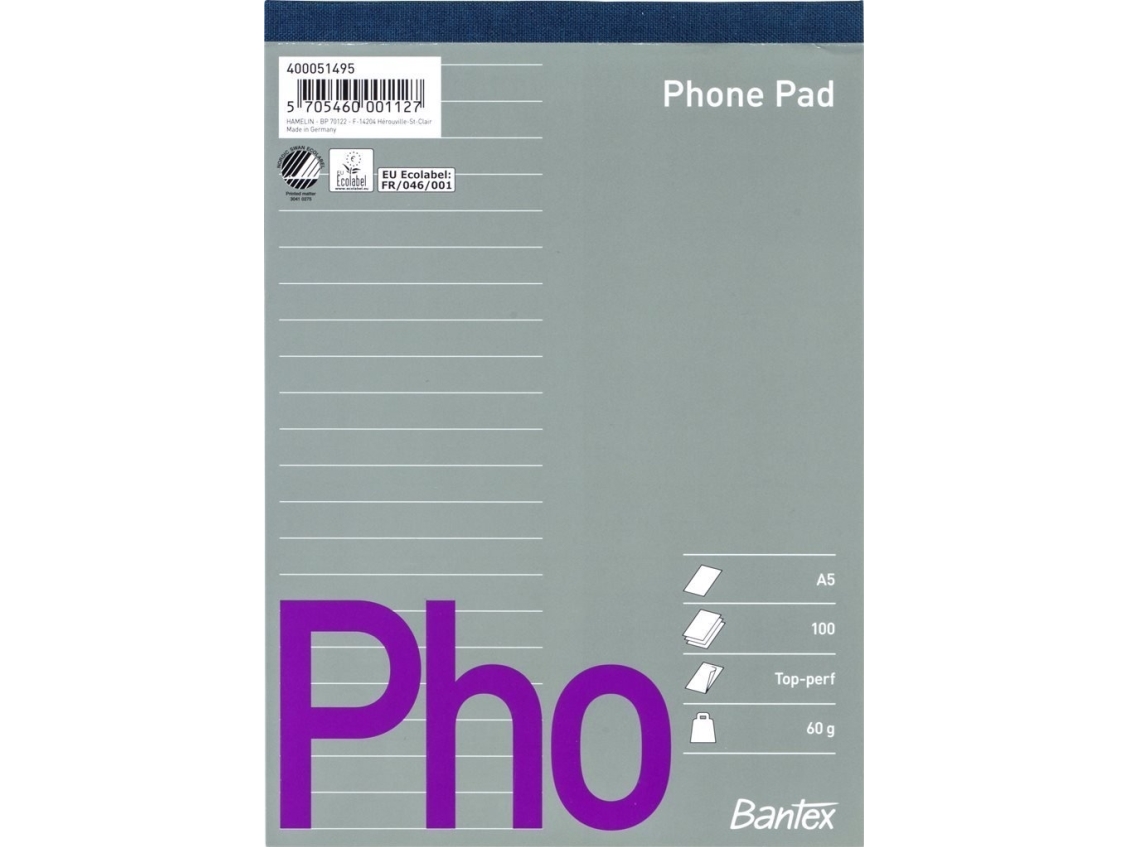 Telefonblock bantex, a5, fodrad | Papper & Emballage - Block & Post-It - Block | GameStuff
