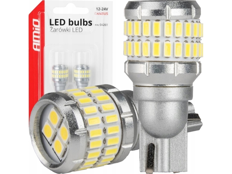Led-Birnen Canbus T15 W16w 48Smd 4Smd 3014/3030, Balta, 12V/24V, Amio-04261