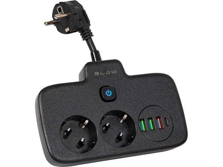 Blow Ps-310U Verteiler 3 Steckdosen 3Xusb 0,1 M Schwarz 2X1 Mm Verlängerungskabel