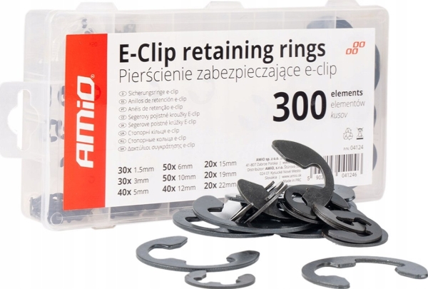 E-Clip Låseringe Til Indvendig Beskyttelse, Sæt Med 300 Amio-04124