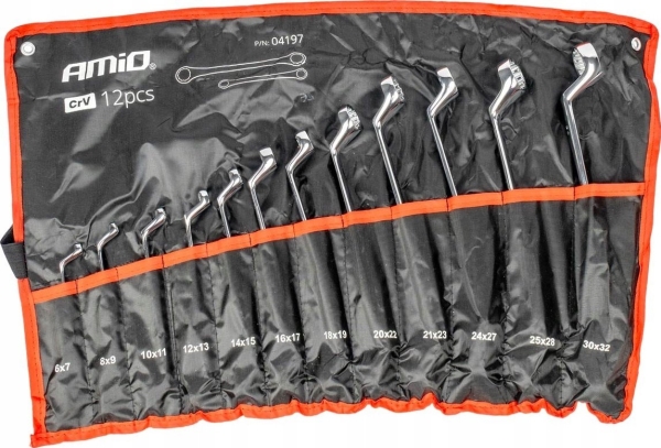 Žiedinių Raktų Rinkinys, Lenkti 6–32 Mm, 12 Vnt., Amio-04197