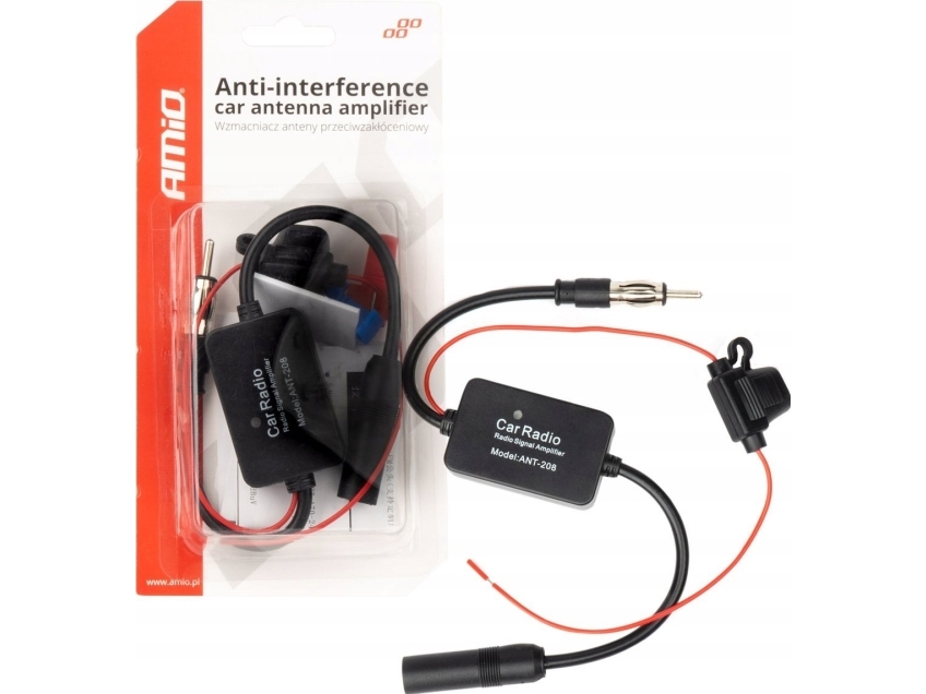 AMiO bilantenneforstærker, støjreducerende 12V amio-04133