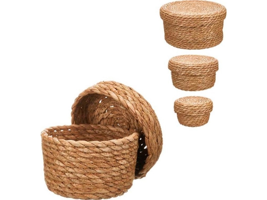 Giftdecor Naturliga flätade förvaringskorgar, 3 delar | N - A | GameStuff