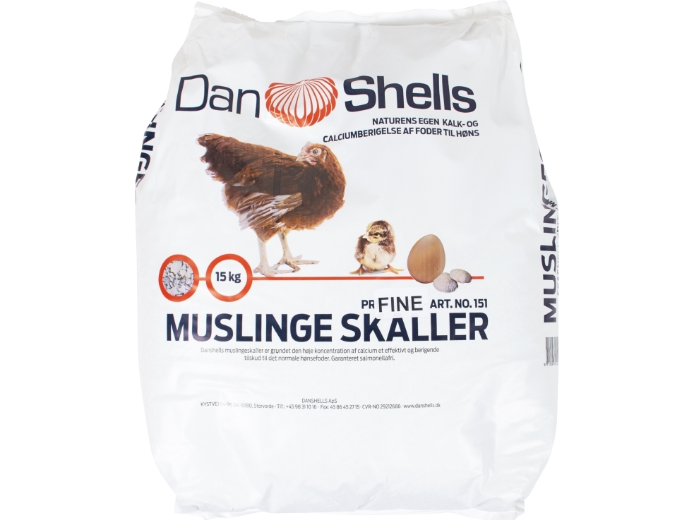 Prima Fugleskaller i sæk, 15 KG (0,7 - 2,5 mm)