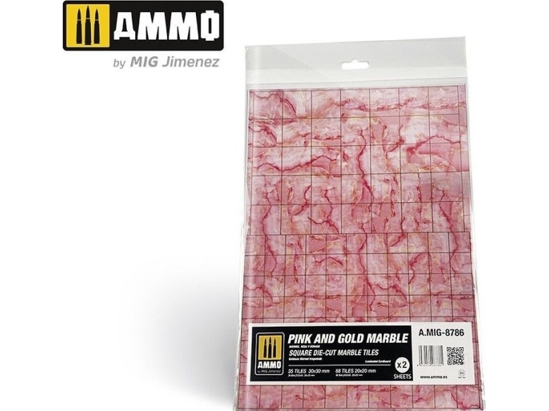 Vallejo Ammo: Pink and Gold Marble – fyrkantiga formskurna marmortegel (2)