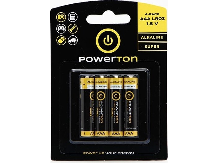 Alkalibatterie, Aaa (Lr03), Aaa, 1,5V, Powerton, Blister, 4Er-Pack