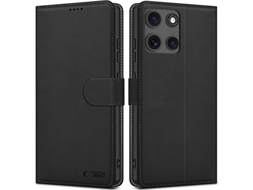 Tech-Protect Wallet Case Für Motorola Moto G15 / G15 Power - Schwarz
