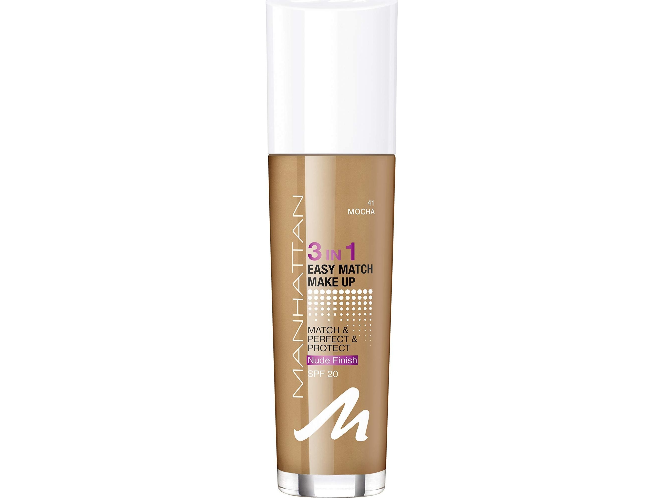 Manhattan Easy Match 3-i-1 Liquid Foundation, 41 Mocha, SPF 20, 30 ml (for kvinder)