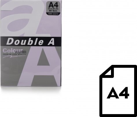 Spalvotas Popierius Double A, 80G, A4, 500 Lapų, Levender
