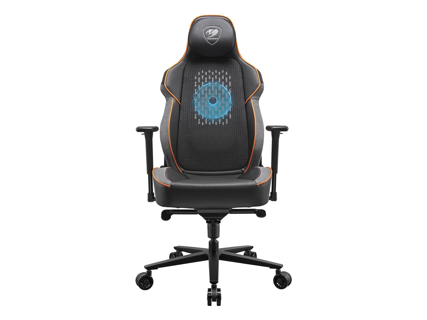 Cougar Nxsys Aero, Gaming-Sessel, 160 Kg, Harter Sitz, Gepolsterte, Ausgestopfte Rückenlehne, Schwarz/Orange, Stahl