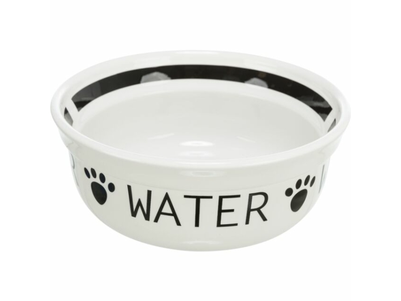 Trixie „Water bowl, ceramic, 1.6 l/ø 20 cm, white/black | Sällskapsdjur - Hund - Mat- och vattenskålar | GameStuff