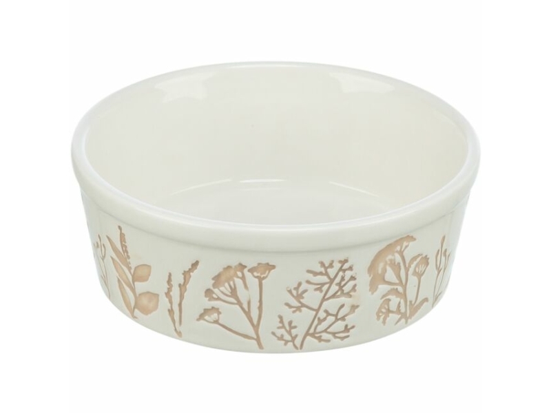 Trixie Bowl, textured motif, ceramic, 1.2 l/ø 20 cm, white/taupe | Sällskapsdjur - Hund - Mat- och vattenskålar | GameStuff