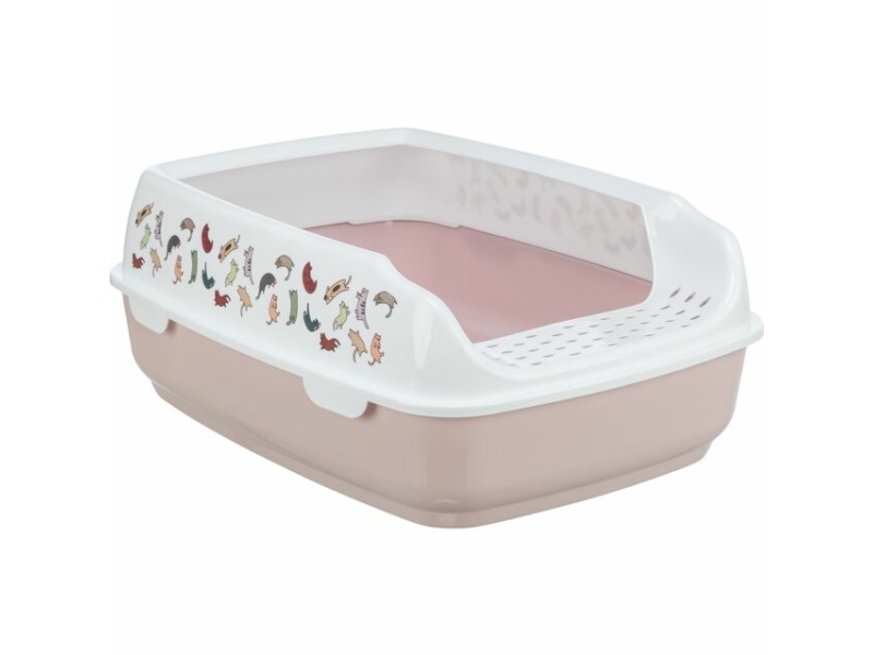 Trixie Delio catlittertray,w/rim,printed,38×20×50cm,lightlilac/hvid | Djurmärken - Tillbehör - Trixie | GameStuff