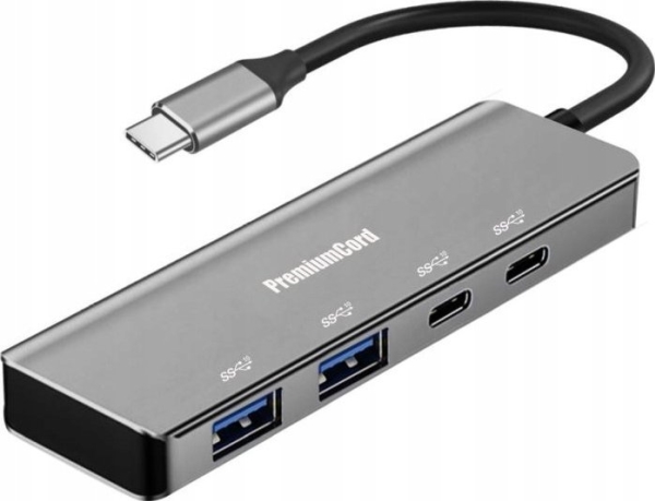 Usb-Hub Premiumcord Premiumcord Usb-C Auf 2X Usb 3.2 Typ-C +2X Usb 3.2, 5G Superspeed, Aluminium