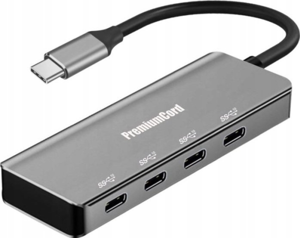 Hub Usb Premiumcord Premiumcord Hub Usb-C Su 4X Usb 3.2 Typ-C, 5G Superspeed, Aliuminis