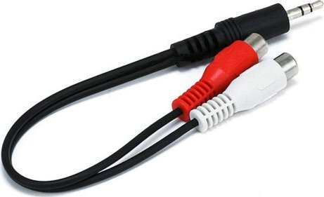 Monoprice kabel/adapter jack 3,5 mm (han) til 2xRCA (hun) - 15 cm (100666)