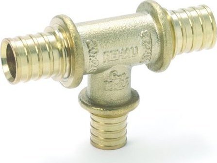 Rehau T-Stykke, Reduceret Gren 50 - 40 - 50 Rautitan Lx Messing