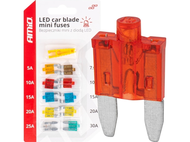 AMiO bilsäkringar mini med lysdiod 10 st amio-04340 | Bilvård & Biltillbehör - Utvändiga utrustning för bilar - Motortillbehör | GameStuff