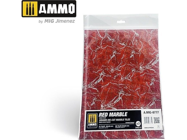 Vallejo Ammo Red Marble - Kvadratisk Udskæringsmarble Fliser (2)