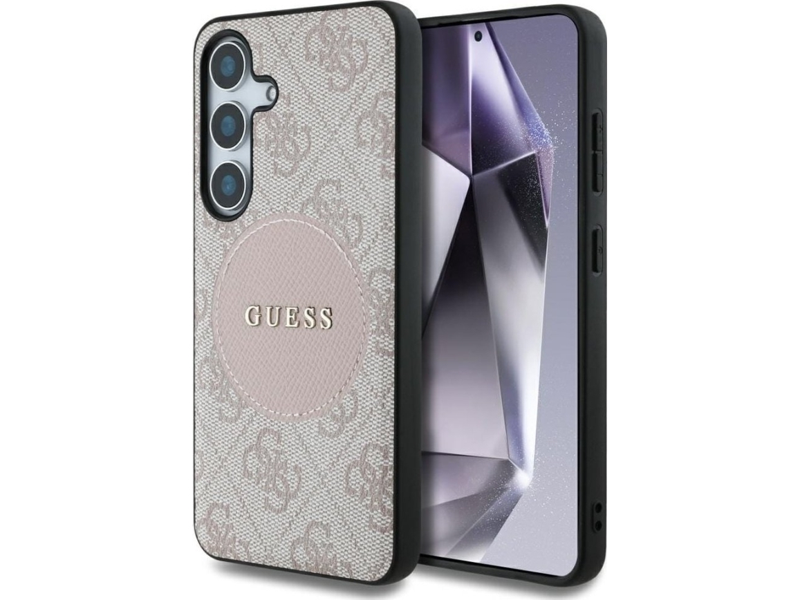 Fodral Guess 4g Round Patch Classic Logo Magsafe För Samsung Galaxy S25 Rosa