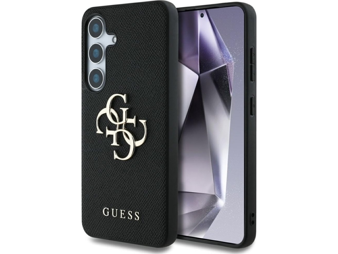 Guess Grained Big 4G Logo Small Classic Logo Case For Samsung Galaxy S25 Black