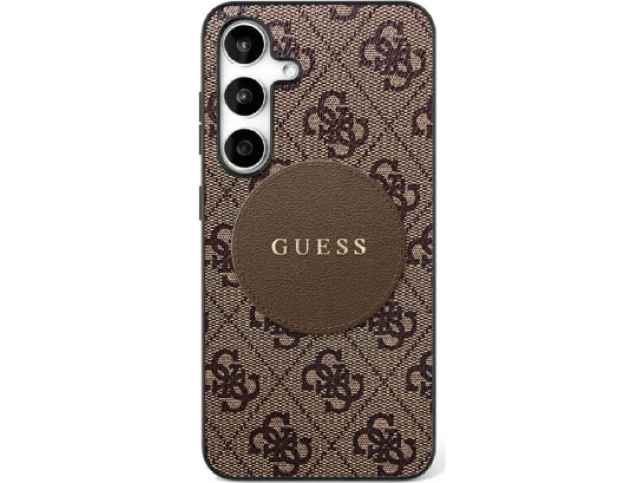 Guess 4G Round Patch Classic Logo Magsafe Samsung Galaxy S25 Etui Brun
