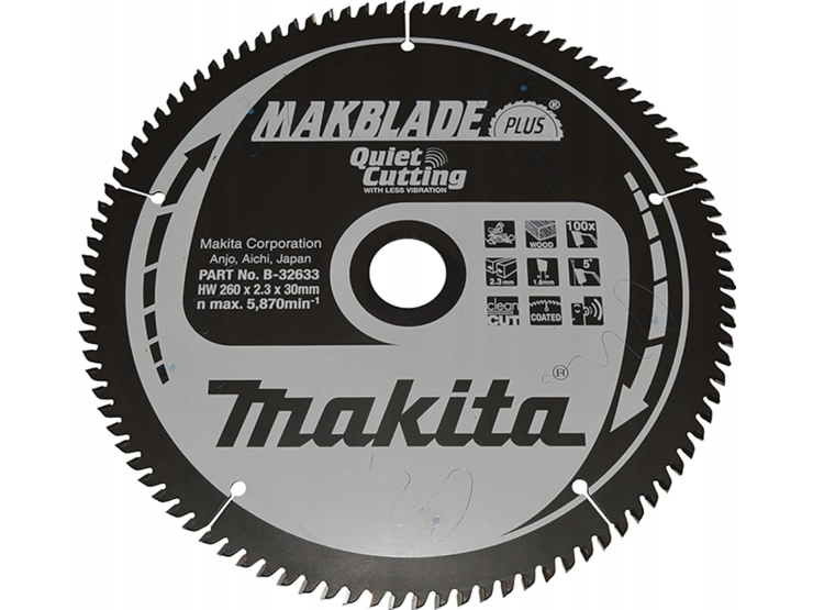 Makita Rundsav 260X30x100z Makblade Plus Træ