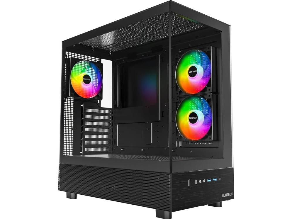 Montech XR, Tower Case (Black, Tempered Glass x 2) | Datorkomponenter - Datorchassin & Tilbeör - Alla Datorchassin | GameStuff