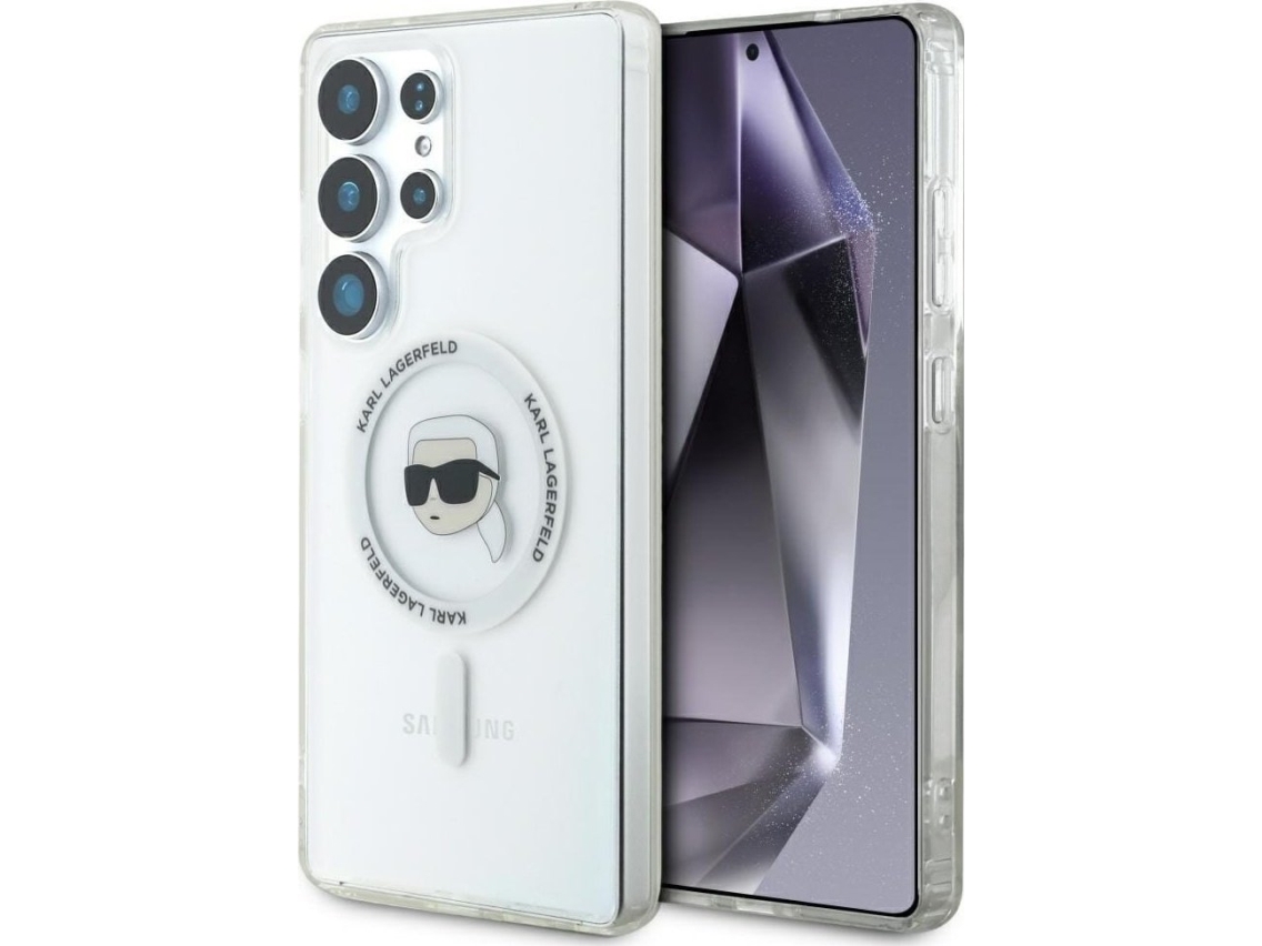 Karl Lagerfeld Fodral För Samsung S25 Ultra Klhms25lhlskih Magnetisk Iml Metall K. Huvud Vit