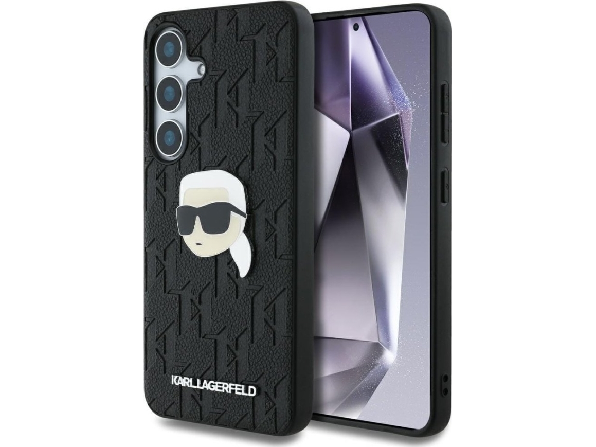 Etui Karl Lagerfeld Leather Monogram Pin Logo Karl Head Samsung Galaxy S25 Czarny