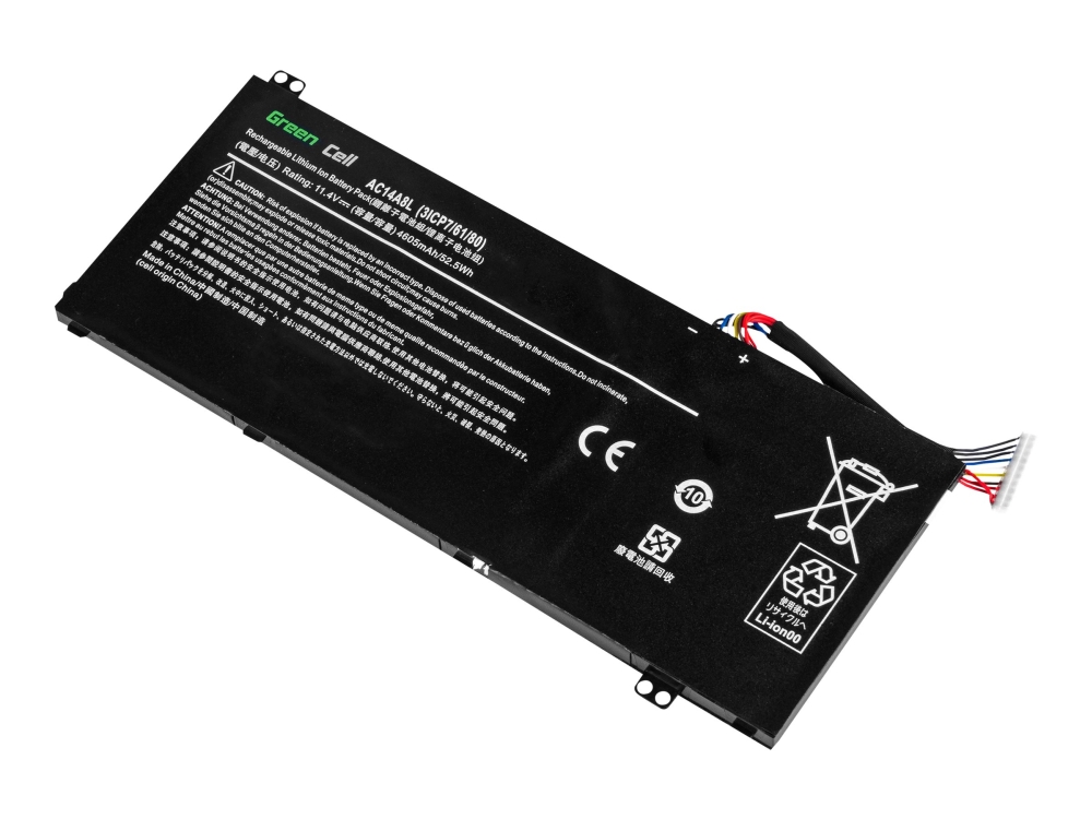 Green Cell - Batteri för bärbar dator (likvärdigt med: Acer AC14A8L) - litiumpolymer - 3-cells - 4605 mAh - svart - för Aspire V Nitro 7 Acer Aspire V Nitro 7 | Datorer & Surfplattor - Bärbara tillbehör - Batterier | GameStuff