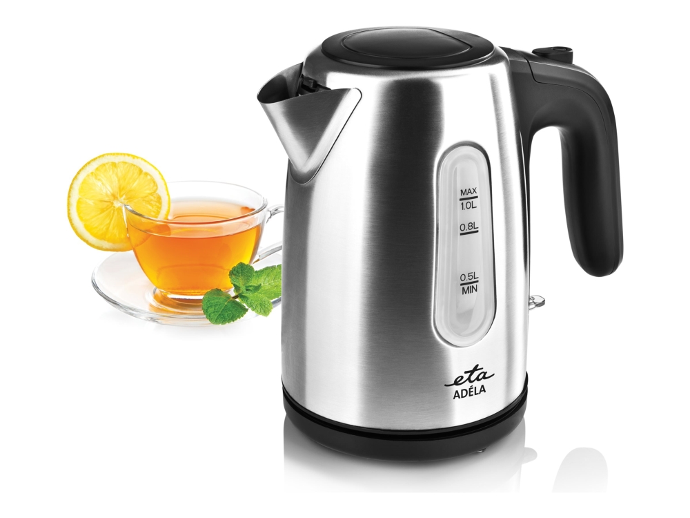 Eta 160490000, 1 L, 1600 W, Schwarz, Edelstahl, Edelstahl, Wasserstandsanzeige, Überhitzungsschutz