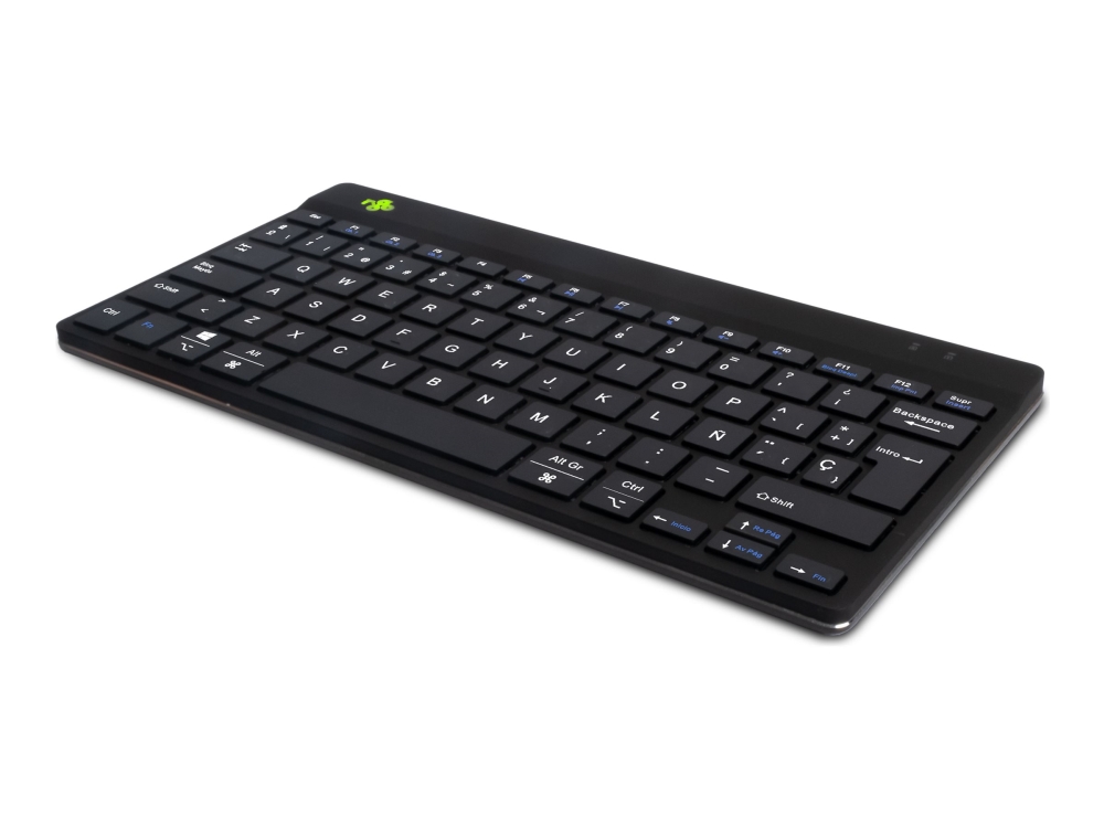 R-Go Compact Break - Tastatur - Med Integreret Brudindikator - Compact - Trådløs - Bluetooth 5.0 - Qwerty - Spansk - Sort