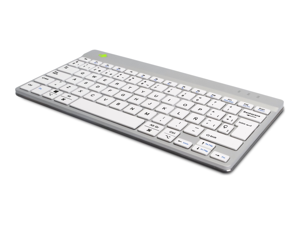 R-Go Compact Break - Tastatur - Med Integreret Brudindikator - Compact - Trådløs - Bluetooth 5.0 - Qwerty - Spansk - Hvid
