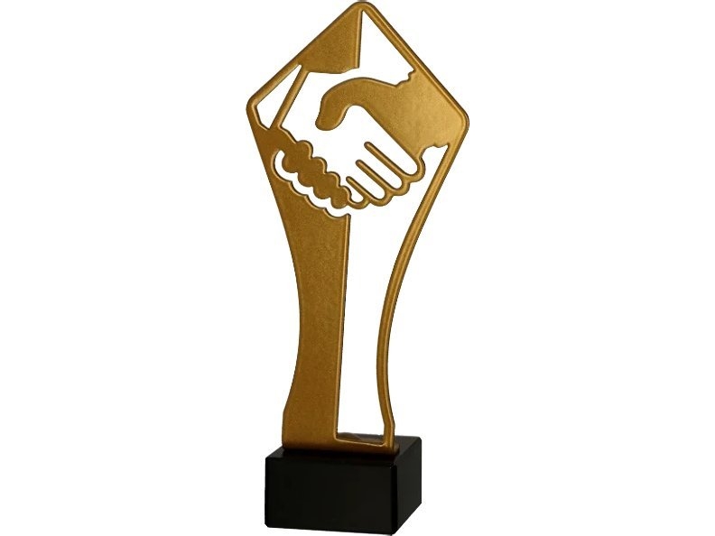 Victoria Sport Metallpokal med marmorbas - Handskakning | Sport & Träning - Sportutrustning - Troféer | GameStuff