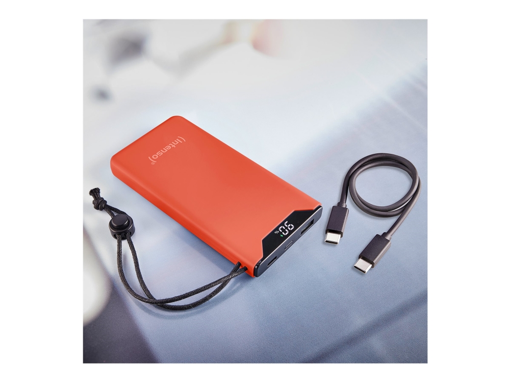 Intenso F10000 - Powerbank - 10000 Mah - 20 Watt - 3 A - Qc 3.0, Power Delivery 3.0 + Pps - 2 Output-Stikforbindelser (Usb-C, Usb Type A) - På Kabel:
