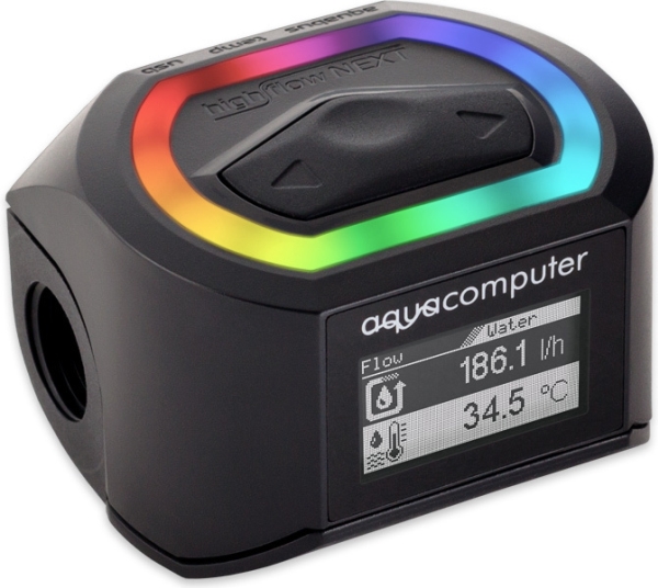 Aqua Computer 53293, Flowmåler, Sort, 1/4", 51 Mm, 43 Mm, 34 Mm