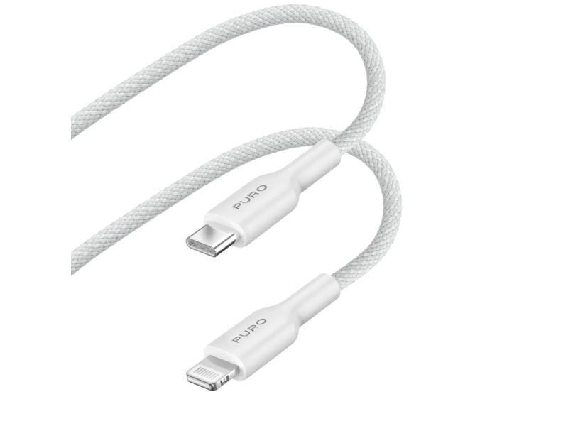 Puro Fabric - Geflochtenes Usb-C / Lightning-Kabel Mit Mfi-Zertifizierung 1,2M (Weiß)