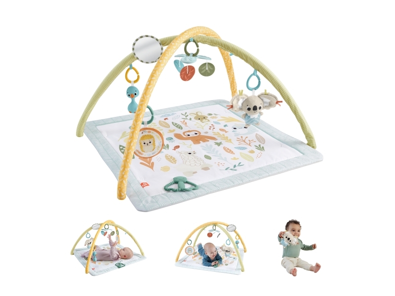 Fisher-Price Sensimals Simply Senses -puuhamatto vauvoille, Vauvan jumppa, lelukaari, Kangas, Muovi, Monivärinen