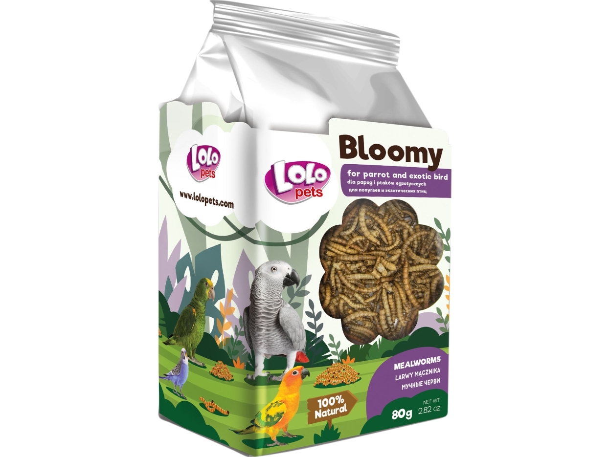 Bloomy Mealworm larvae for parrots and exotic birds 80g