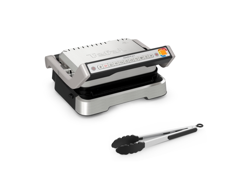 Tefal Optigrill 2in1 Gc773d Rustfrit Stål Metal Rektangulær Knapper Dreje Stegeplade 600 Cm²
