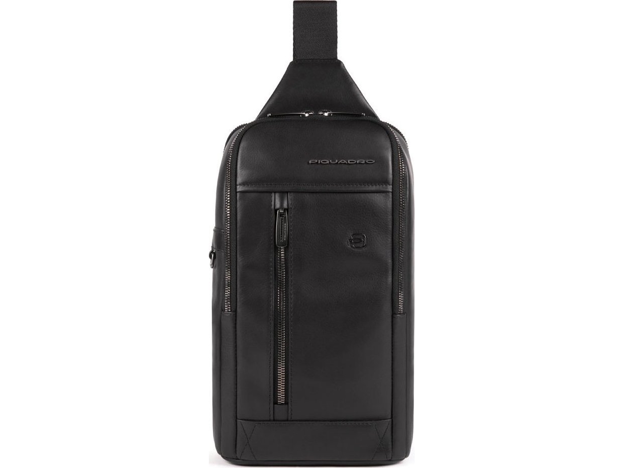 Piquadro Piquadro, Monospalla, Leather, Backpack, Black, Mono Sling, For Men, 19 x 32 x 8 cm For Men