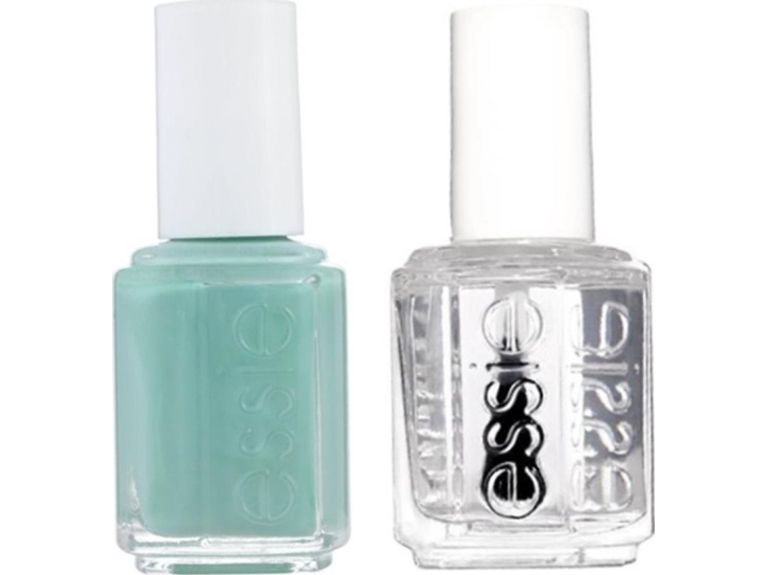 Essie sæt: neglelak Vegan Glossy Shine, 99 Mint Candy Apple + nail care Good To Go, top coat, neglestyrkende lak 13,5 ml + 5 ml