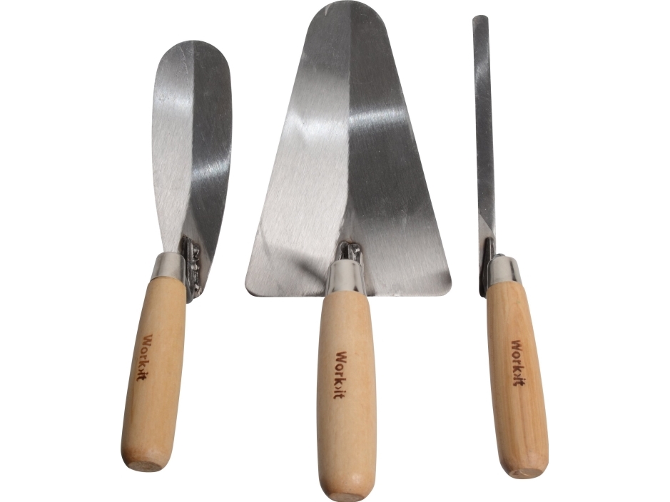 Work&gt it® Verktygssats för murverk med trähandtag 3 delar | Verktyg & Verkstad - Handverktyg - Murareverktyg | GameStuff