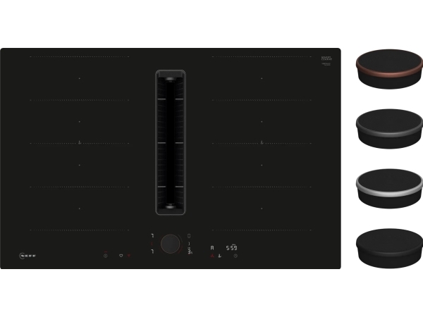 Neff V68PYX4C0 induktionshäll 80 cm med integrerad fläkt, 4 zoner, svart