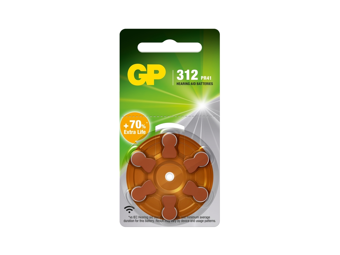 Gp Batteries 103250, Einwegbatterie, 312, Pr41, Zink-Luft, 1,45 V, 6 Stück(E), Hörgerät